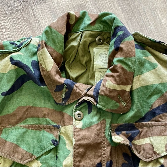 Vintage 1985 MFG Military Army Woodland Camouflage Heavyweight Jacket Field Coat - Picture 8 of 16
